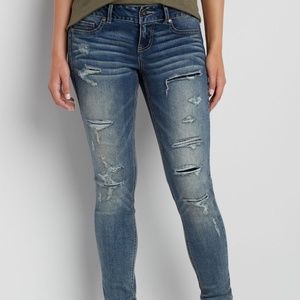 Maurices Lined Distressed Light Wash Skinny Jeans